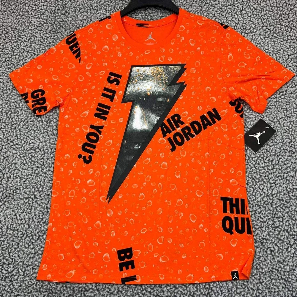 Gatorade‎ x Air Jordan Shirt Men Large Orange Jumpman Short Sleeve Crew Neck New